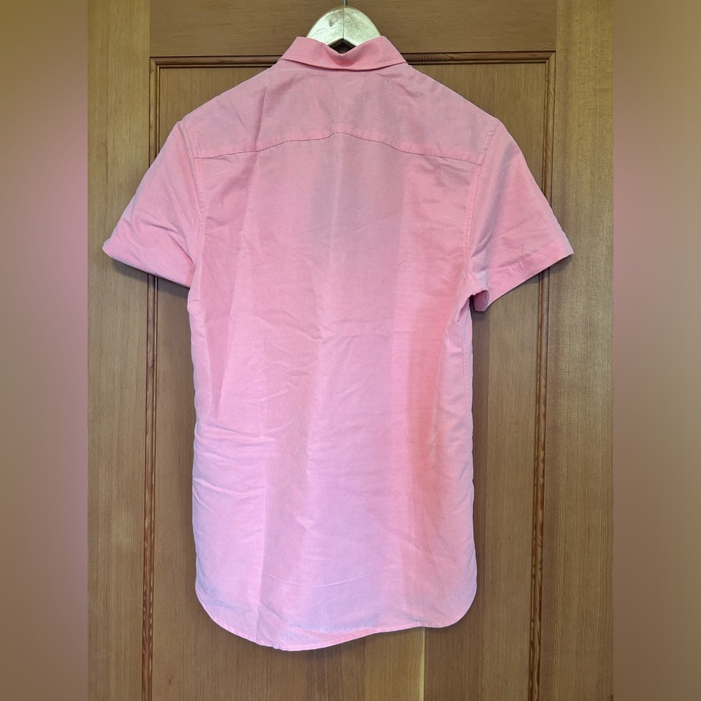 Ted Baker Kostume Dobby Shirt Coral Modal Short Sleeve Shirt Size 2 Small - Picture 6 of 13